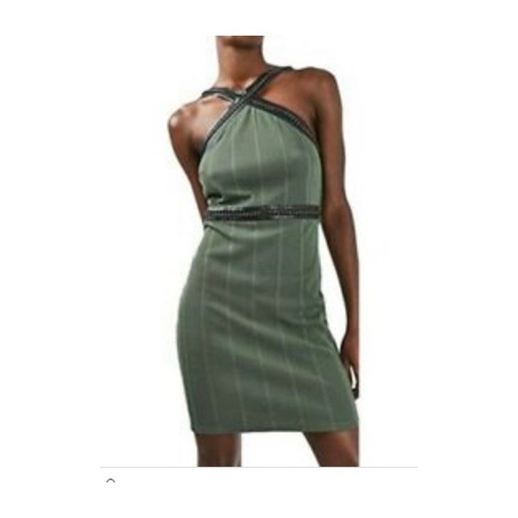 Topshop Dresses & Skirts - TOPSHOP Bodycon Cross Neck Front Bandage Dress
